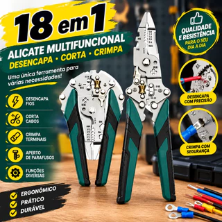 Alicate Automático Decapador Crimpador Eletricista Descacador Fios Decapador Fio Automático 18 Em 1