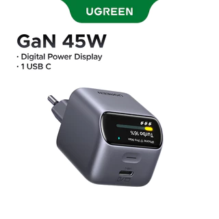 Carregador UGREEN, Bloco De Parede USB C Rápido GaN De 45 W, Carregamento Tipo Com Display Inteligente E Controle De T