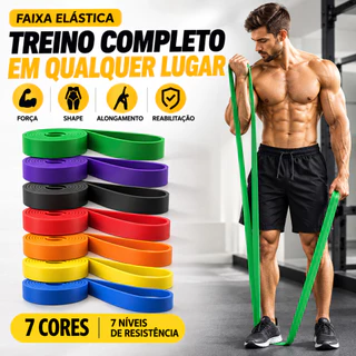 Faixa Elástica de Resistência para Musculação e Treino Funcional Academia em Casa Vários Níveis de Força