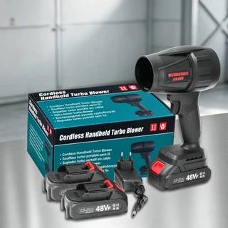 Soprador Turbo Portátil | Conjunto completo do soprador sem fio na cor preta, Com baterias duplas, Caixa de Papelão