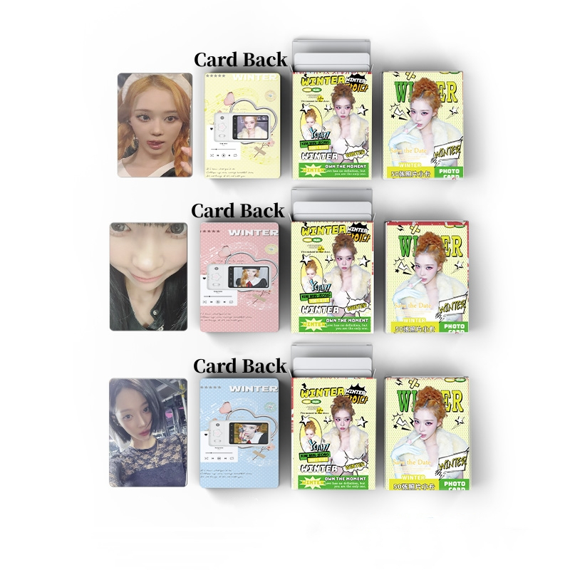 50pcs/box Aespa Winter Laser Card Cartões Fotográficos LOMO KPOP