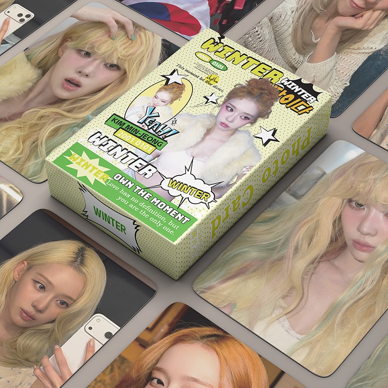 50pcs/box Aespa Winter Laser Card Cartões Fotográficos LOMO KPOP