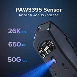 Delux M800 RGB PAW3395 26000DPI ACC Mouse Para Jogos Com Fio Sem 72g Leve Programável Jogadores