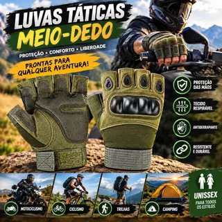 Luvas táticas de meio dedo projetadas para motociclistas fornecem proteção