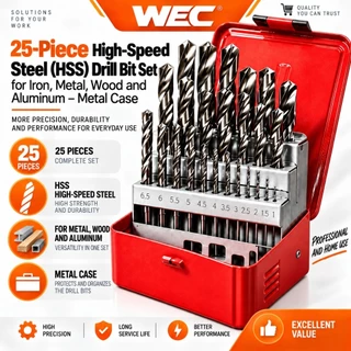 25 Peças De Alta Velocidade ​ Conjunto De Brocas De Aço (HSS) Para Ferro, Metal, Madeira E Alumínio-Caixa Metálica