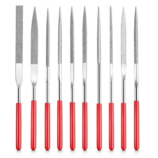 Kit Com 10 Limas Ferramentas Diamantadas Agulha Cabo Emborrachado