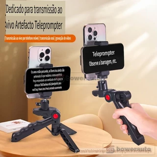 Suporte Teleprompter para Celular Mesa e Mão 2 em 1, Portátil para Lives e Gravações BTC01
