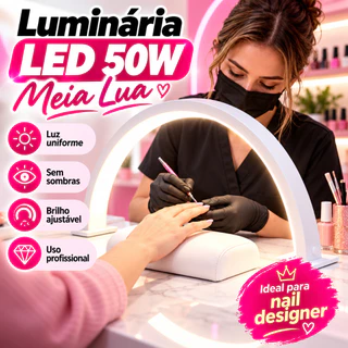 Luminária Led Meia Lua de Mesa Ring Light Estética e Manicure