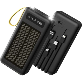 Carregador Portatil Solar 20000mAh com Lanterna LED e 3 Saidas USB Power Bank para Celular