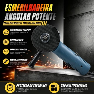 Esmerilhadeira Angular com Fio, Interruptor Inferior, Tensão Selecionável 110V/220V, Máquina de Alto Desempenho para Rep