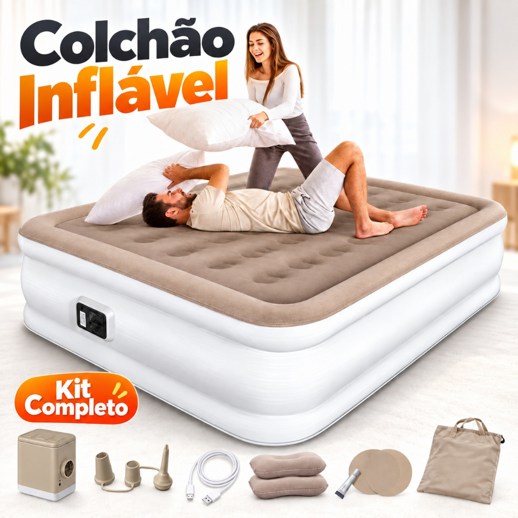 colchão inflável queen casal cama de campanha bomba inflável com ...