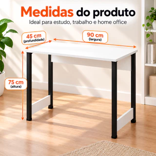 Mesa Escrivaninha Para Quarto 90x45cm MD e Aço Notebook Computador escritório