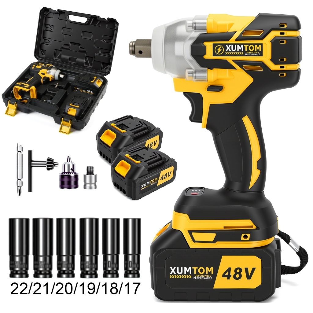 Chave De Impacto Eletrica Profissional 450NM Parafusadeira Furadeira Brushless 48V 2 Baterias Maleta