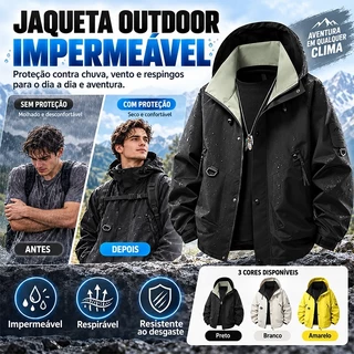 Jaqueta Externa Impermeável Durável, Bolsos Com Zíper E Punhos Ajustáveis, Casaco Unissex Para Caminhada