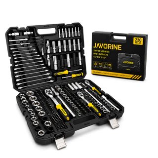 Jogo Soquetes Catracas Ferramentas Kit Chave 220 Pçs Completa Master Maleta