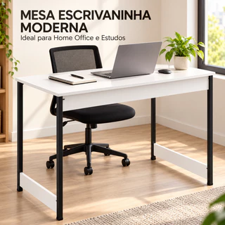 MESA ESCRIVANINHA BRANCA 90X45X75CM – MODERNA, COMPACTA E FUNCIONAL