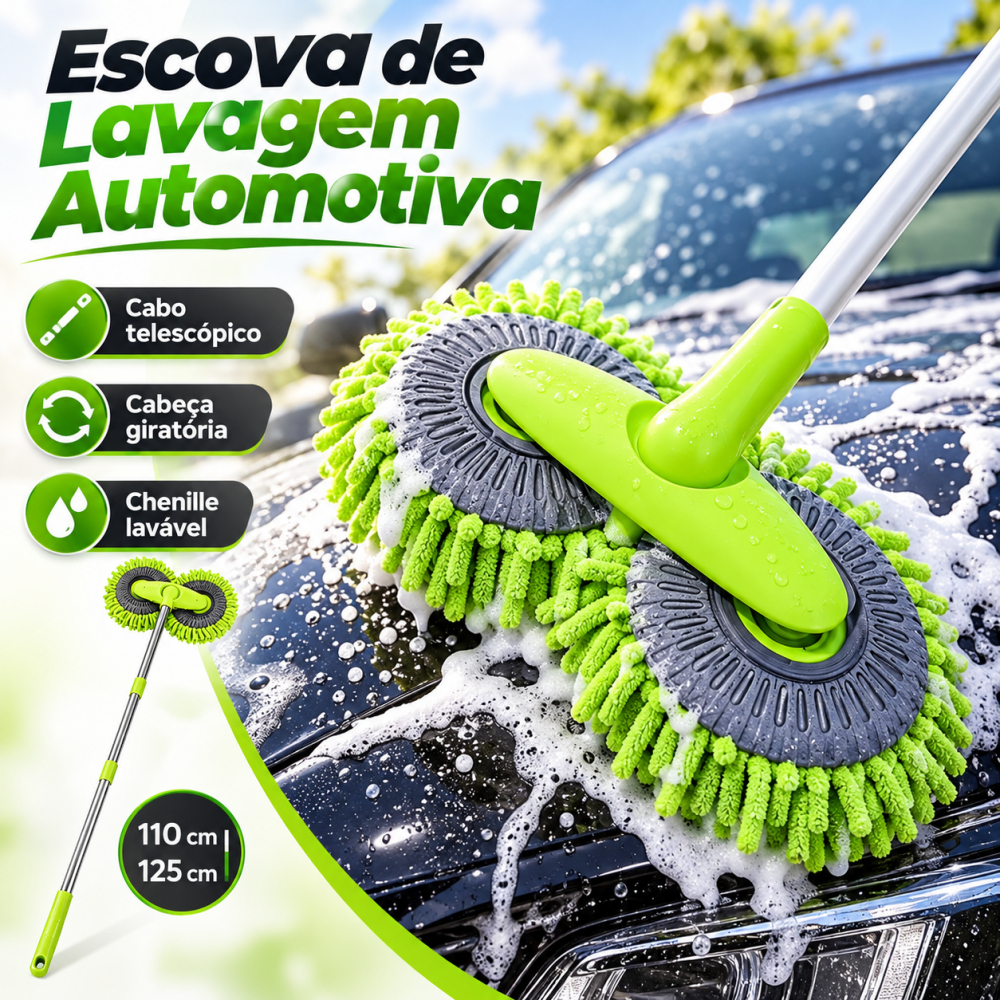 Mop para lavagem de carros, escova de limpeza ajustável de cabeça dupla ...