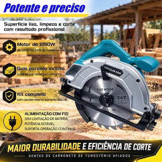 Serra Circular Elétrica 7 Polegadas Base de Alumínio para Corte de Madeira Reforma e Marcenaria
