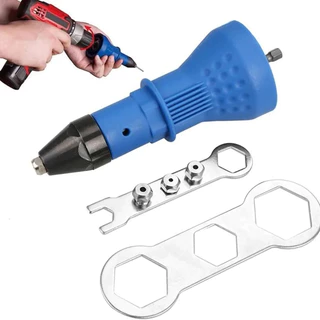 Cabeçote Rebitador para Furadeira Parafusadeira Ferramentas Reparo Metal 4 bicos + Chaves
