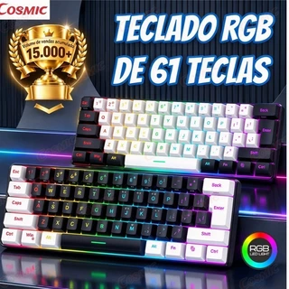 Teclado para jogos com fio 61-Key RGB Backlight Mini Compact USB-C Cabo de alimentação plugável eclado Gamer Mecânico-CO
