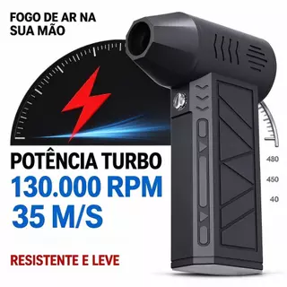 Soprador Turbo Portátil 130.000 RPM – Ventilador Mini Jato com Motor sem Escova, 200W de Potência e Cabo USB Incluso