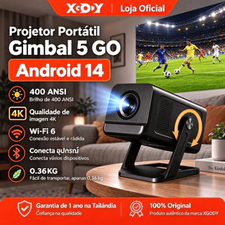 XGODY Projetor Gimbal 5 GO Netflix 1080P Android14 20000Lúmens Correção Automática Giratório Doméstico