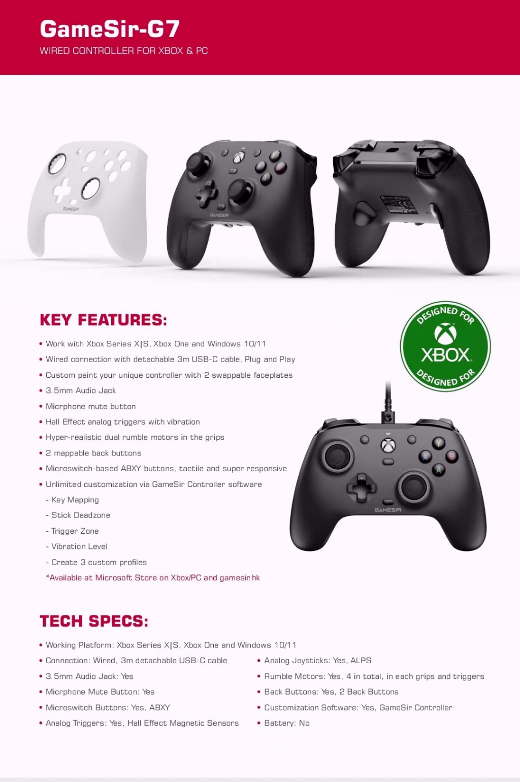 GameSir G7 SE Gamepad Wired Game Controller for Windows PC, Xbox Consoles,  Plug and Play Gaming Gamepad with Hall Effect Joysticks/Hall Trigger, 3.5mm  Audio Jack 