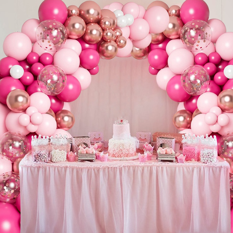 109pcs Balões Rosa Princesa Decoração de Aniversário para Menina e Baby ...