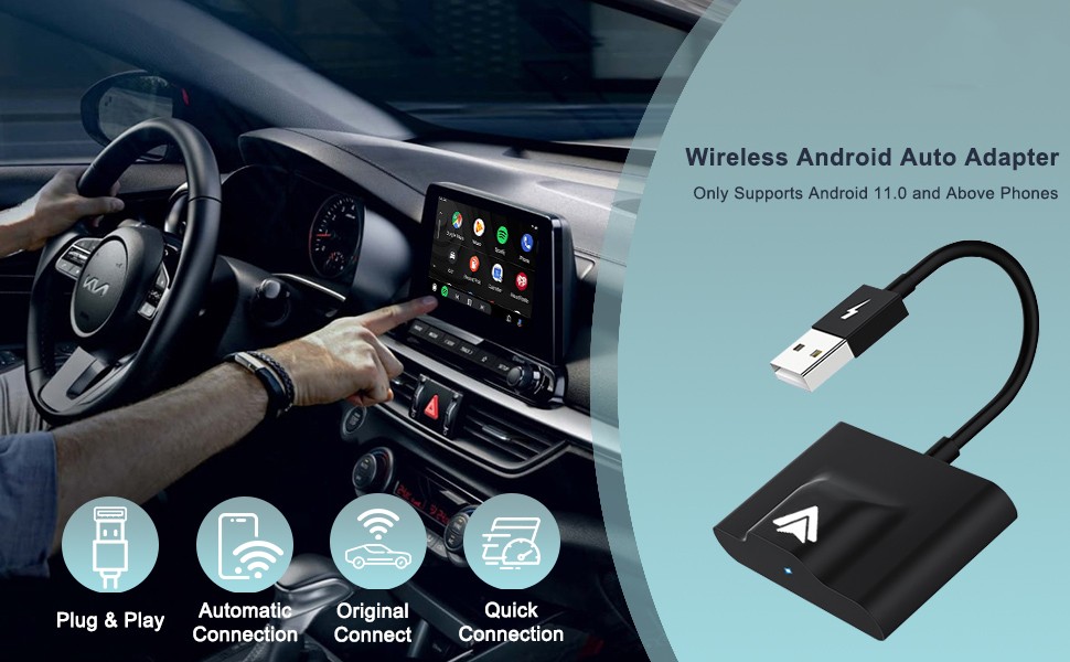 Adaptador Sem Fio Android Auto Para Carros Automotivos Com De