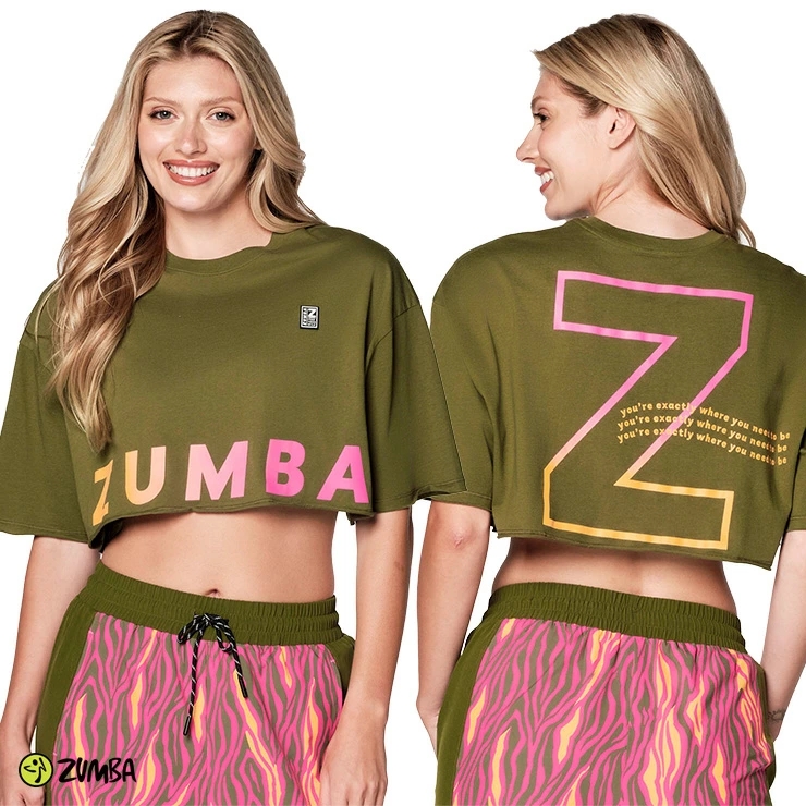 Novo Zumba Chegado No Exército Selvagem Ultra Crop Top Verde Z1T00 0368