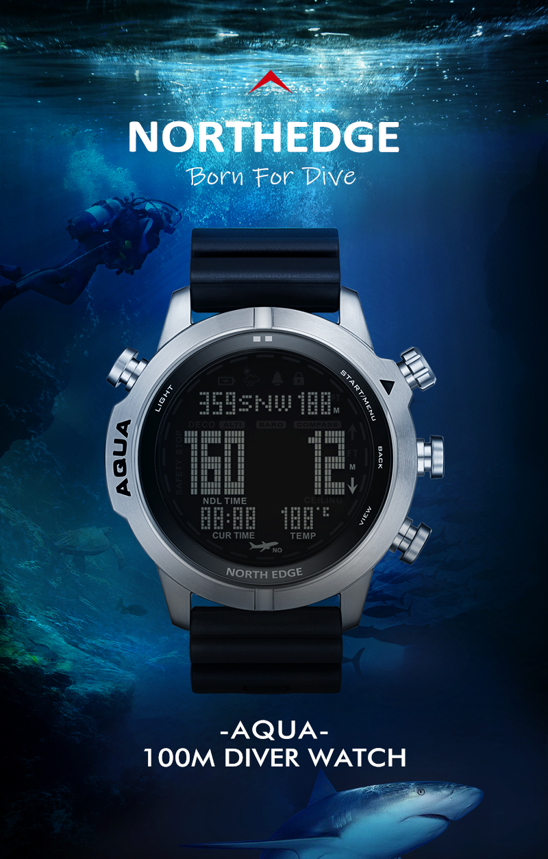 NORTH EDGE AQUA Relógio Original De Mergulho Profissional Masculino Com ...