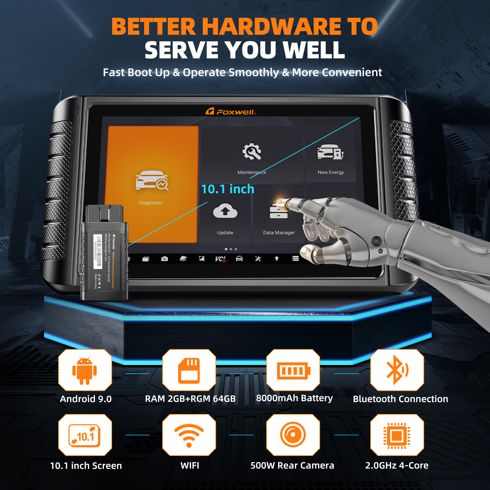 FOXWELL NT1009 Scanner Obd2 De Nível Superior De Carro Diagnóstico Odb2 ...