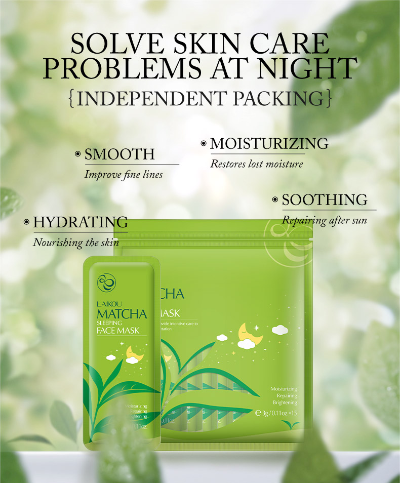 LAIKOU Matcha Dormir Máscara Facial Gel Reparação Da Pele Hidratante