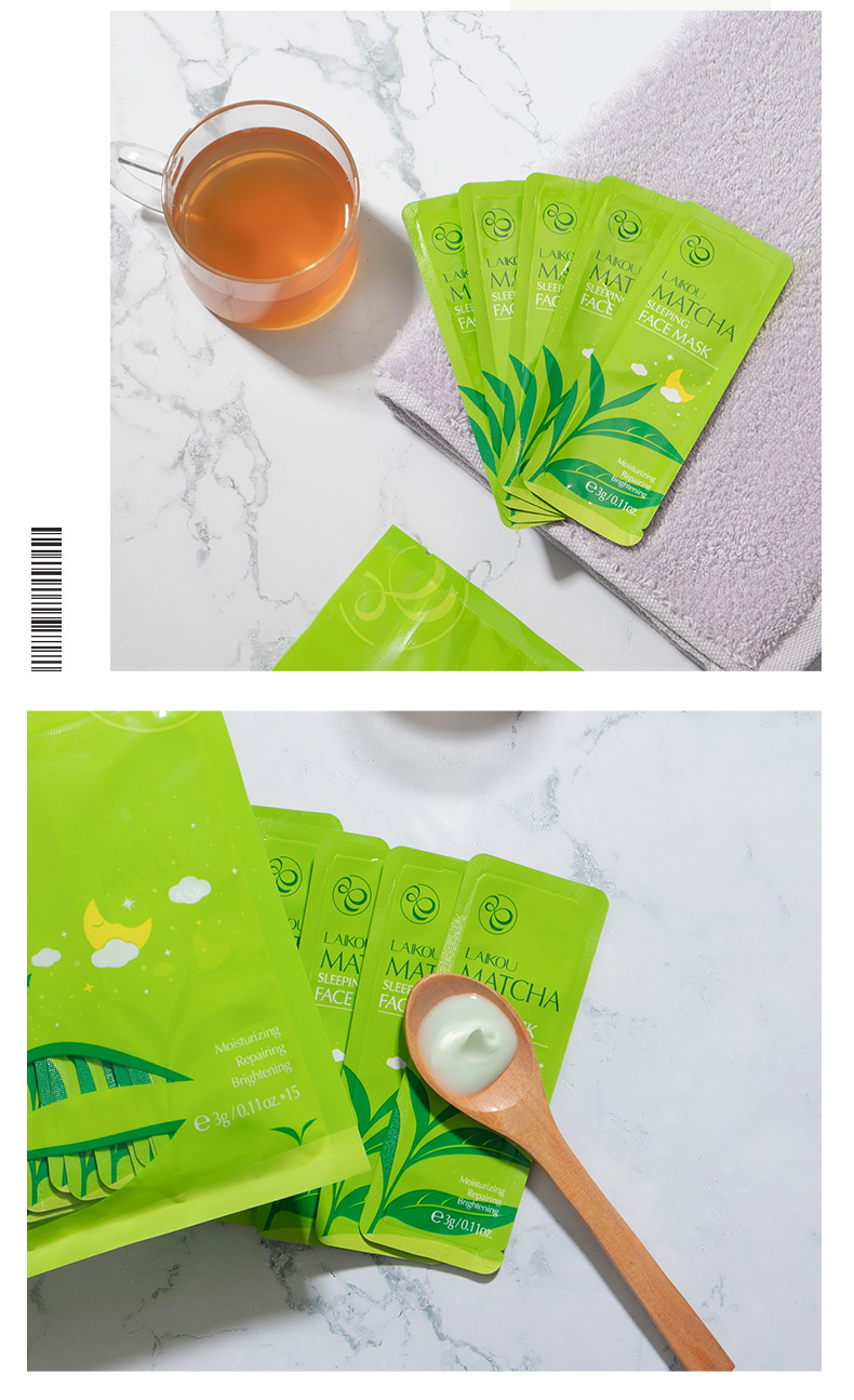 LAIKOU Matcha Dormir Máscara Facial Gel Reparação Da Pele Hidratante