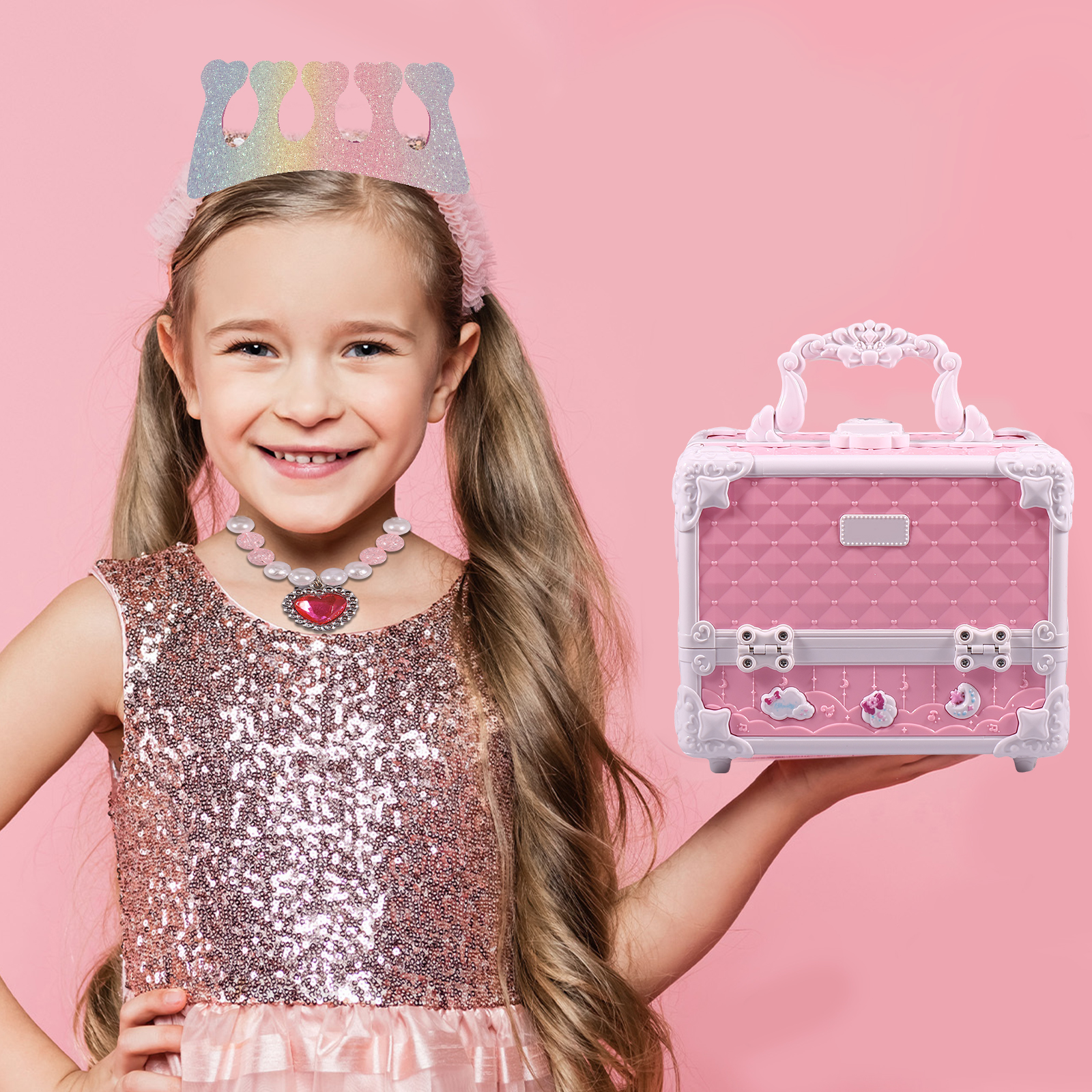 Miaoqian kit de maquiagem meninas criancas conjunto infantil princesa  cosmeticos atoxico brinquedo simulacao brin