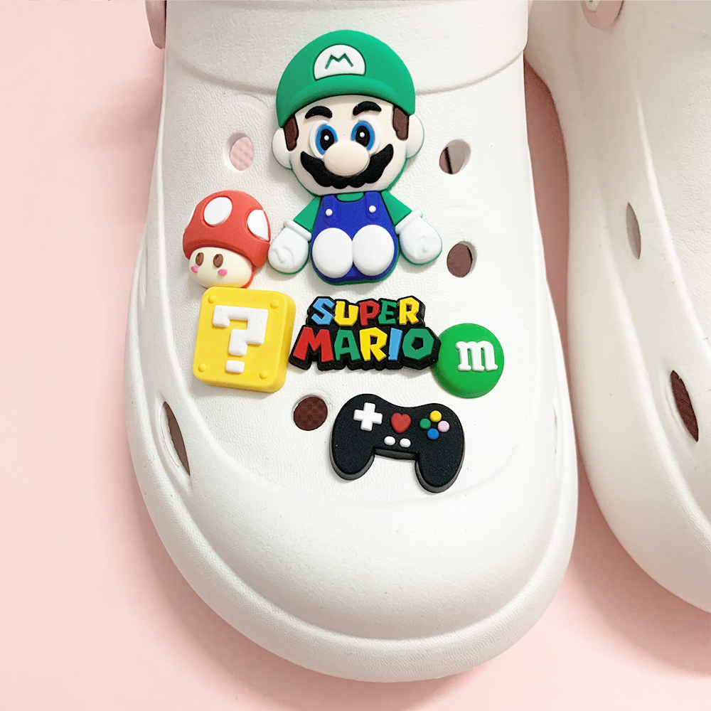 17 peças super mario jibbitz coleção de encantos de sapato de crocs de ...