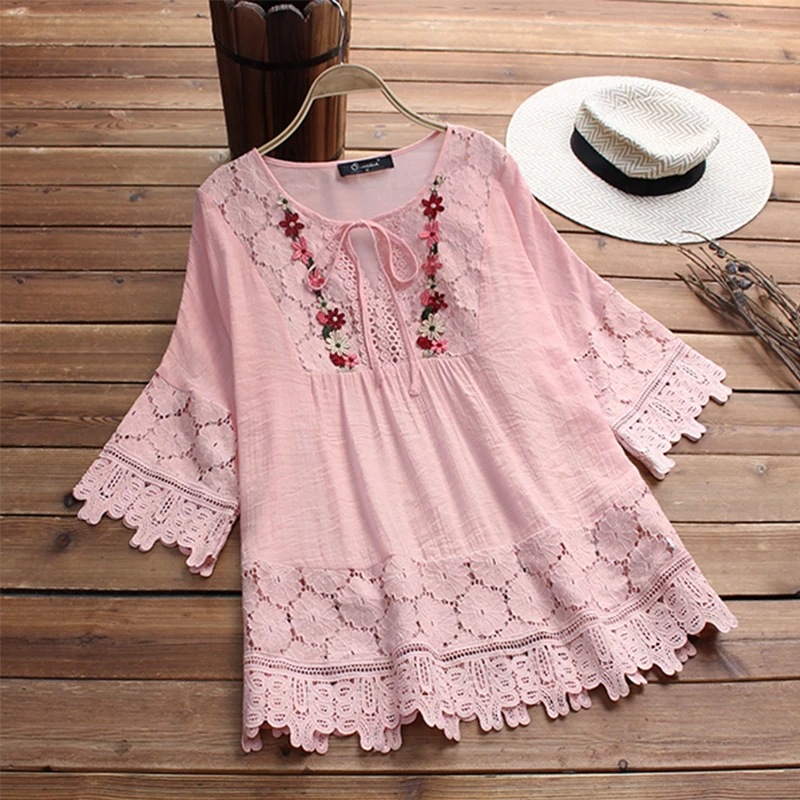 nova primavera verão 2014 mulheres crochet top de chiffon blusa camisa  camisa vintage blusas femininas plus size US $13.59