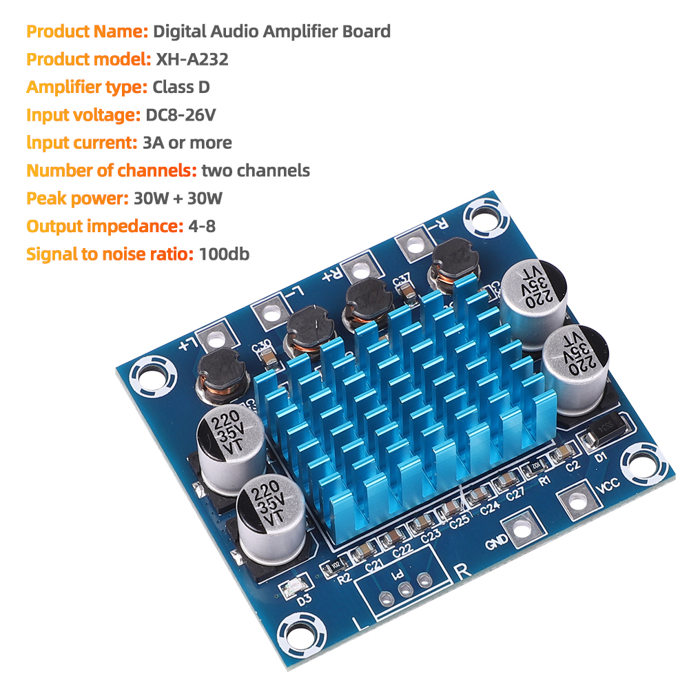 2x 120W Dual DC12-26V Placa Amplificadora de Áudio Estéreo Alta ...