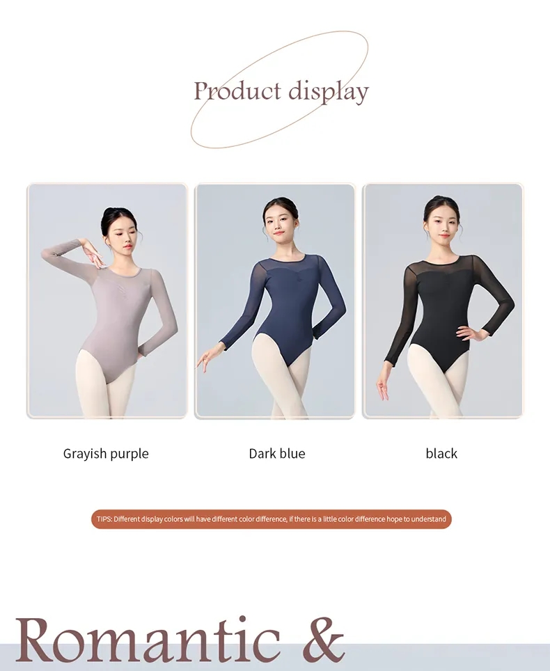 Collant De Balé Adulto Feminino Malha Manga Comprida Bodysuits De Dança ...