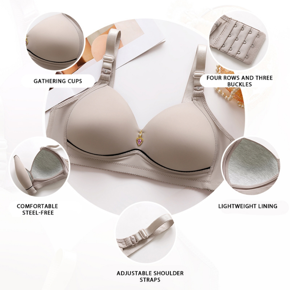 36 ~ 46 Anel Fino Não-Aço De Tamanho Grande Empurre Para Cima Soutien  Ajustável Plump Girls Simple Non-Magnetic Smooth Bra