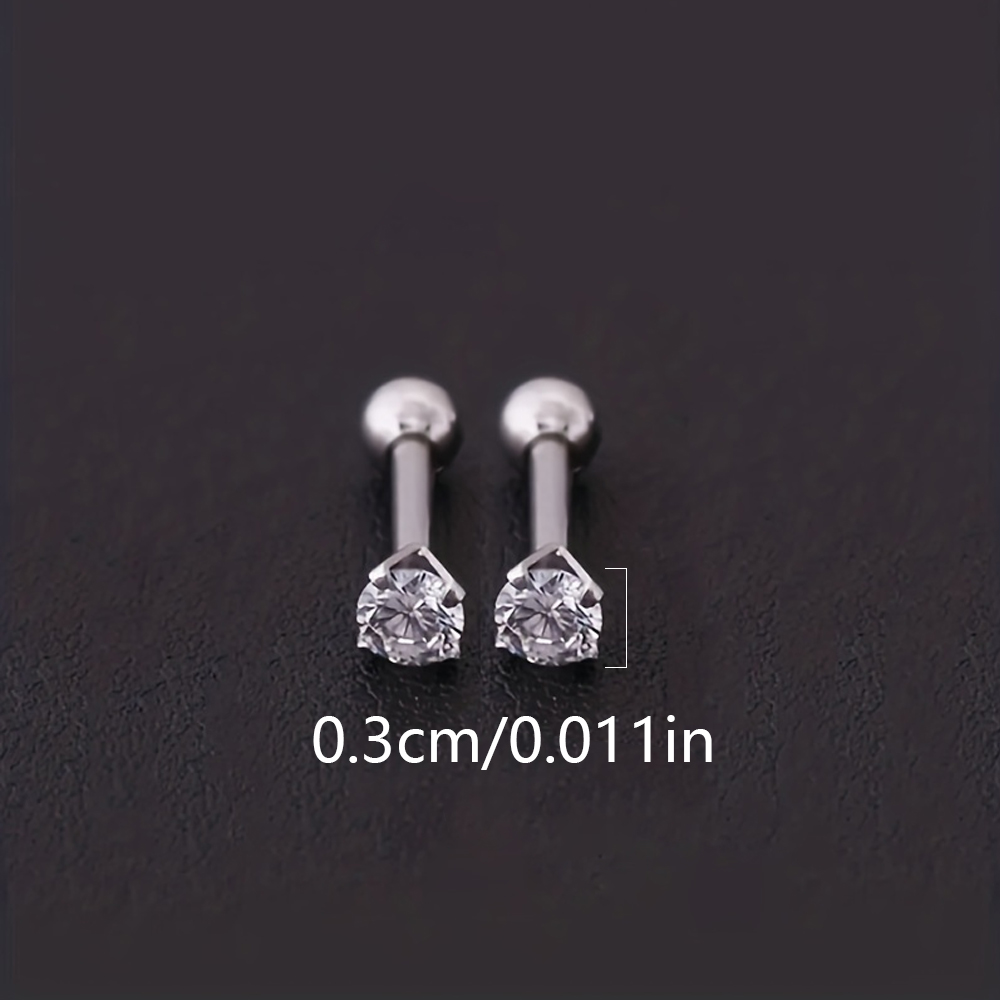 Orecchini Argento Eleganti, Orecchino Piercing Acciaio Inossidabile Tondo 10 Regalo Di - Foto 4