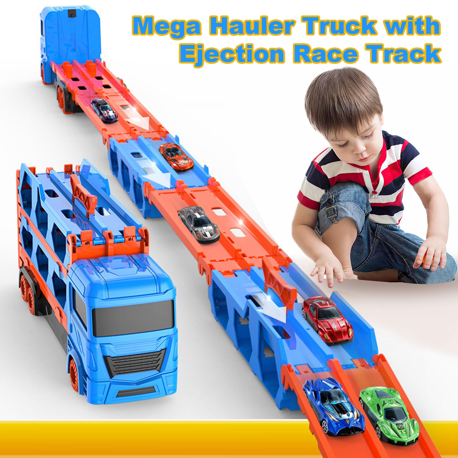Mega Hauler Truck Com Pista De Corrida De Ejeção , Brinquedos Toddler ...