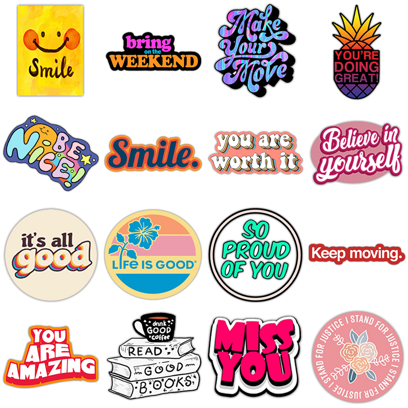 50 Peças De Adesivos Criativos Exclusivos Com Frases Em Inglês , Lindos ...