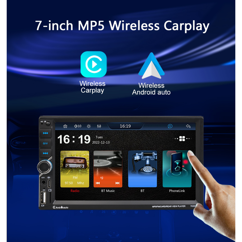 ESSGOO Promoção 7018B MP5 Atualizar 2 DIN Car Stereo Radio Carplay Android  Auto Sem fio Bluetooth Player FM/USB/TF/Android