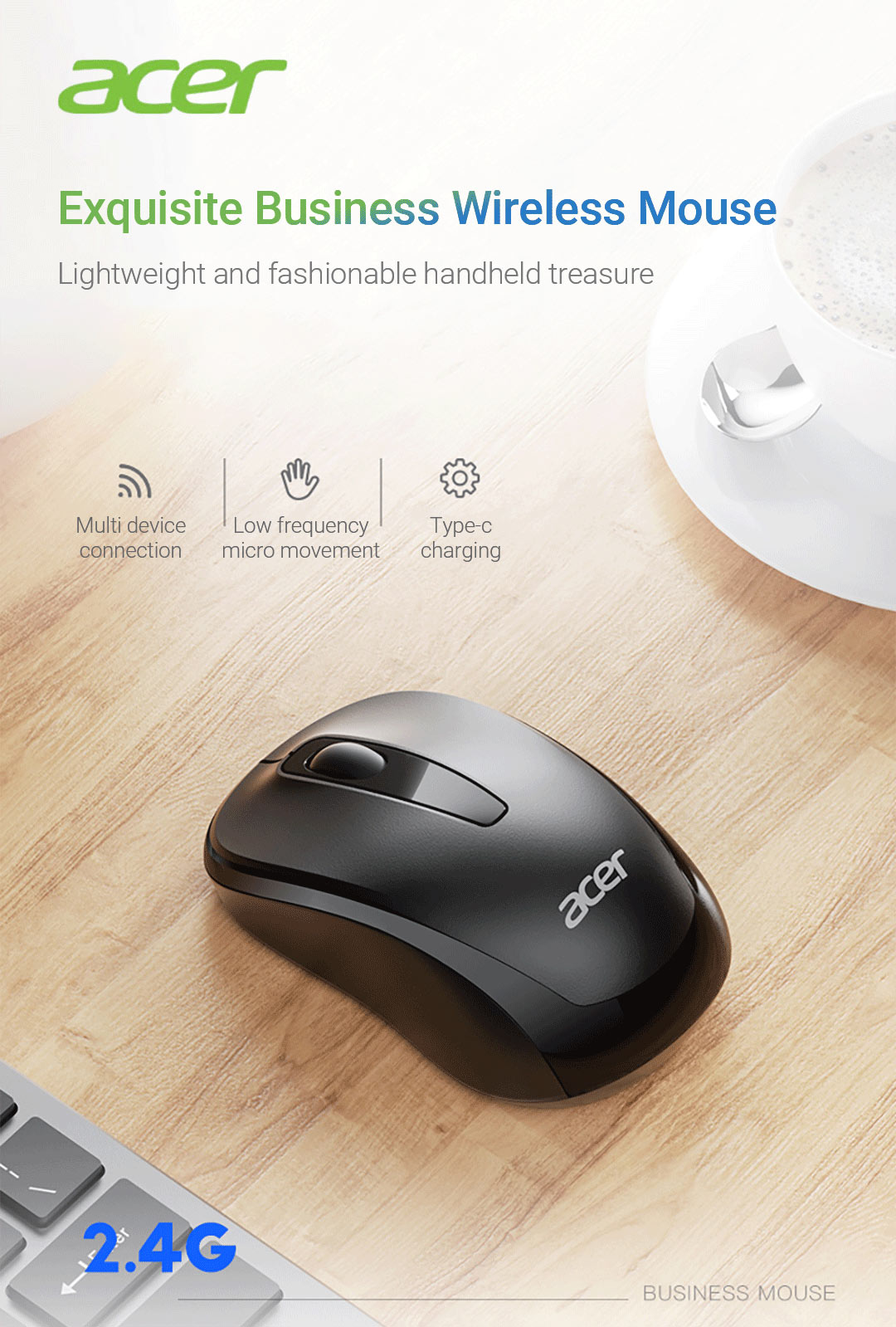Youpin Acer Mouse Sem Fio 2.4G M157, Cancelamento de Ruído e Graves ...