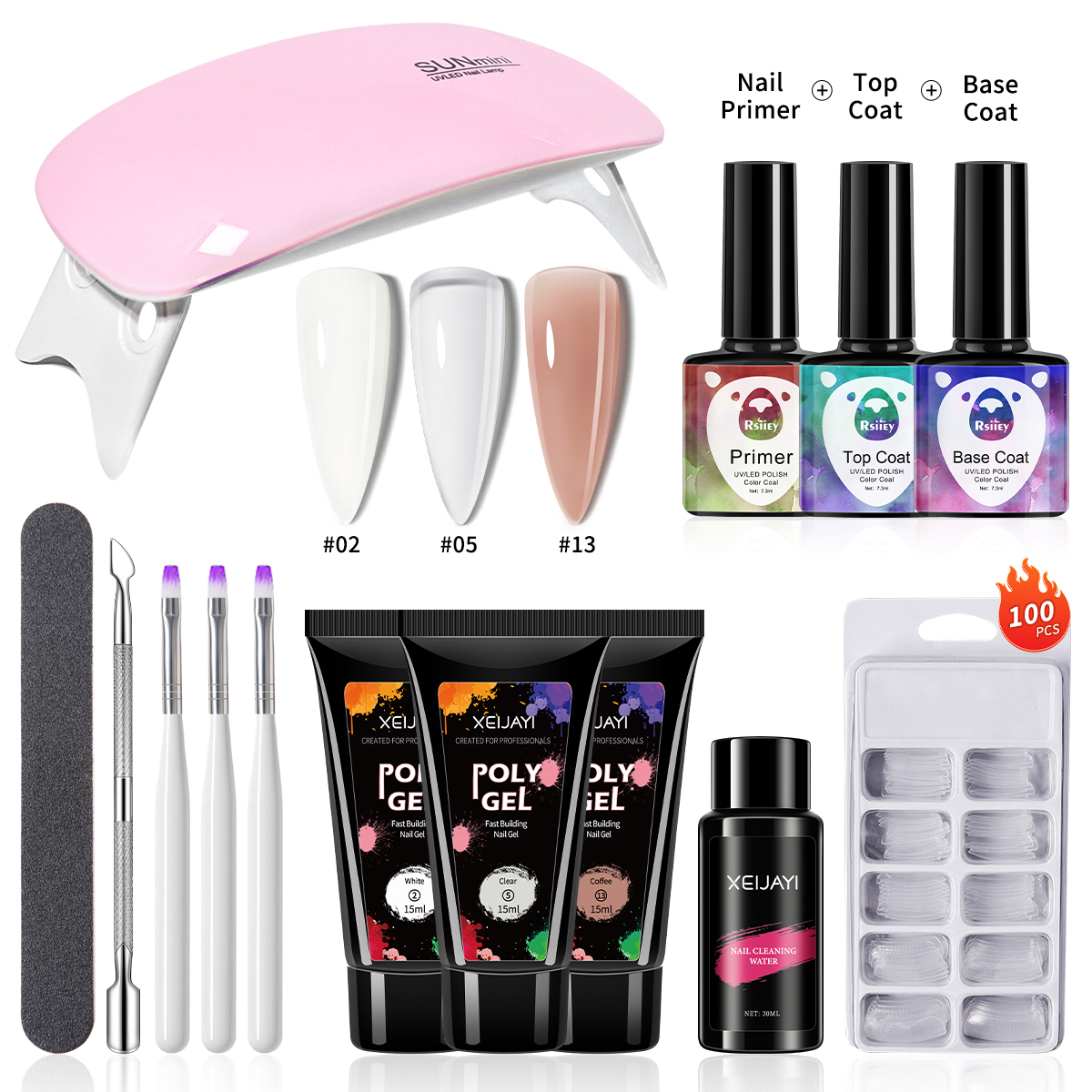 Novo Conjunto Trendy de 14 peças com Gel de Unha de Polímero de 15ml ...