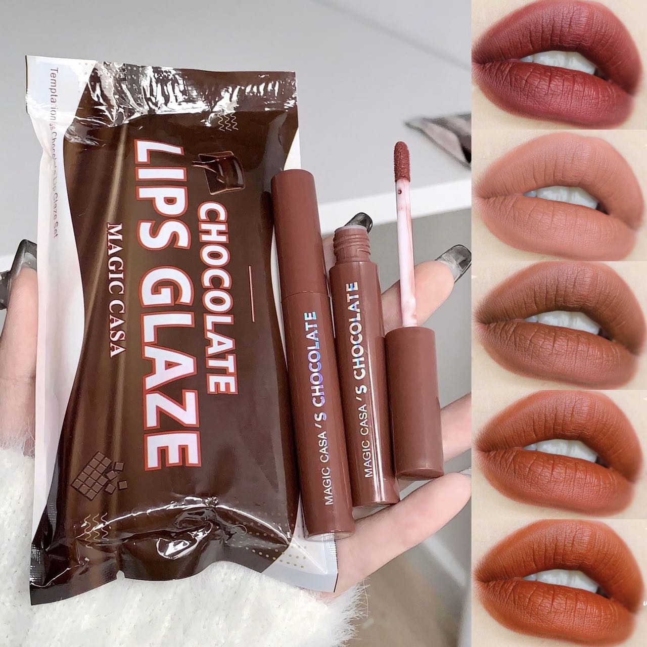 Kit Labial Fosco Indulgente 5 Cores Brilho Durável Inspirado em ...