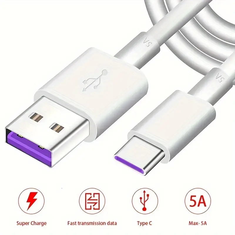 Cabo USB Tipo C De Carregamento Rápido 5A-Carregue Seus Telefones ...