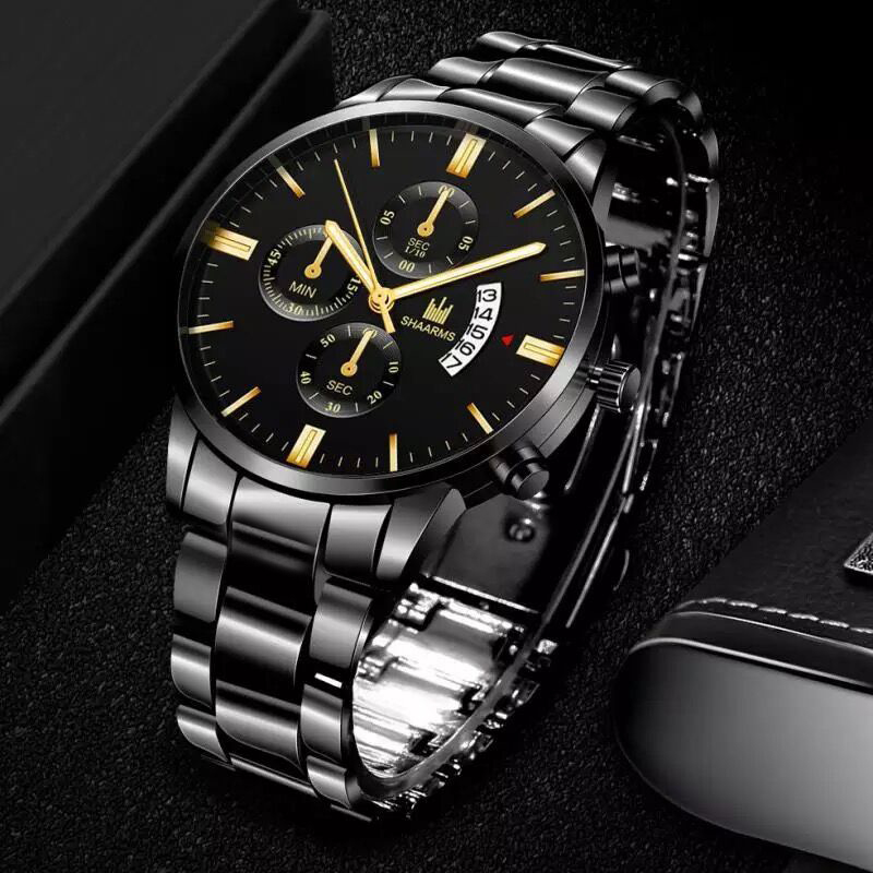 Relógio de Moda Masculino de Liga Preta Calendário de Luxo Relógio de Pulso  de Quartzo Relógio Masculino de Negócios | Shopee Brasil