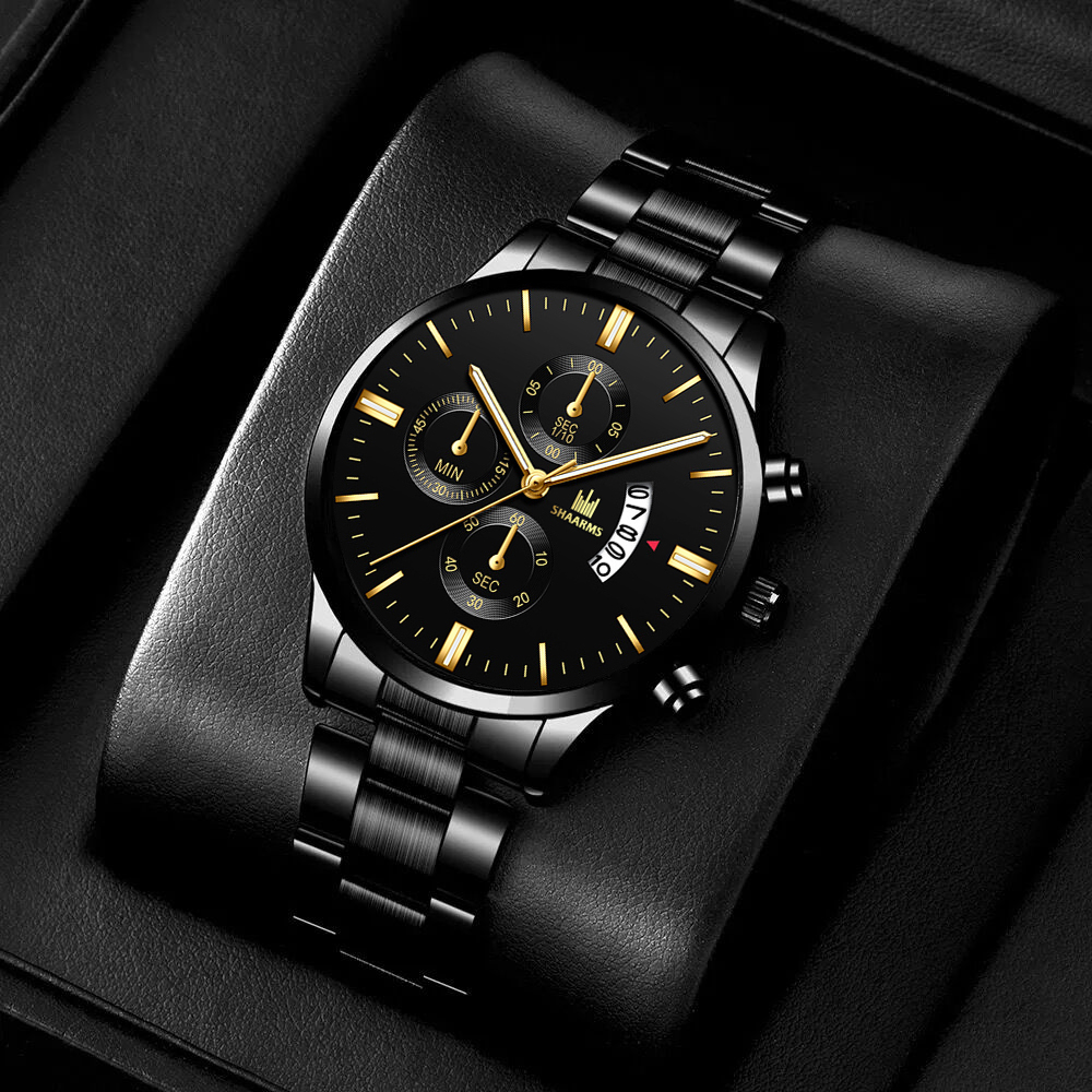 Relógio de Moda Masculino de Liga Preta Calendário de Luxo Relógio de Pulso  de Quartzo Relógio Masculino de Negócios | Shopee Brasil